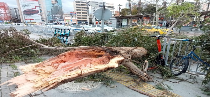 İzmir'de fır­tı­na ha­ya­tı olum­suz et­ki­le­di